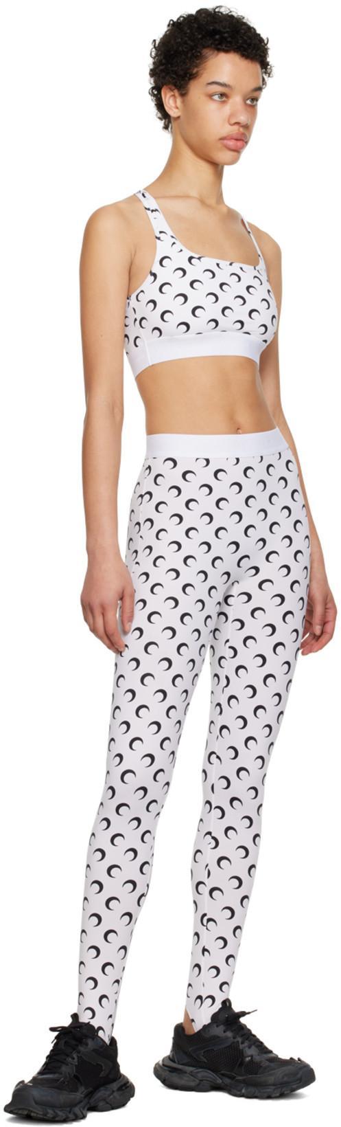 MARINE SERRE Crescent Moon Lycra Leggings With All-over Logo In White