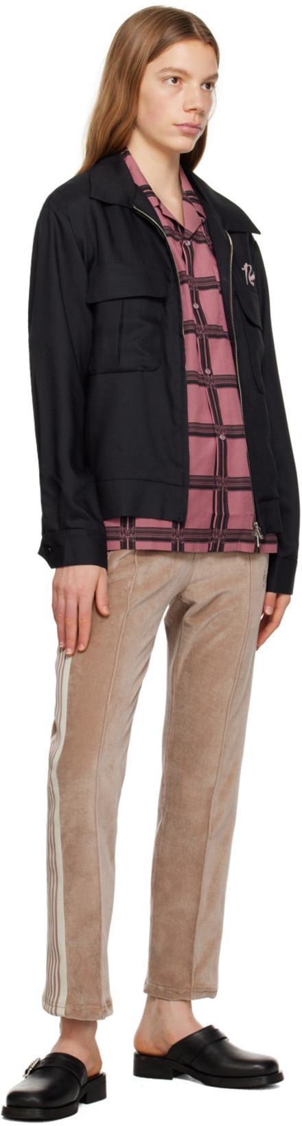 NEEDLES Pleated Cropped Trousers With Embroidered Check Pattern In Printed