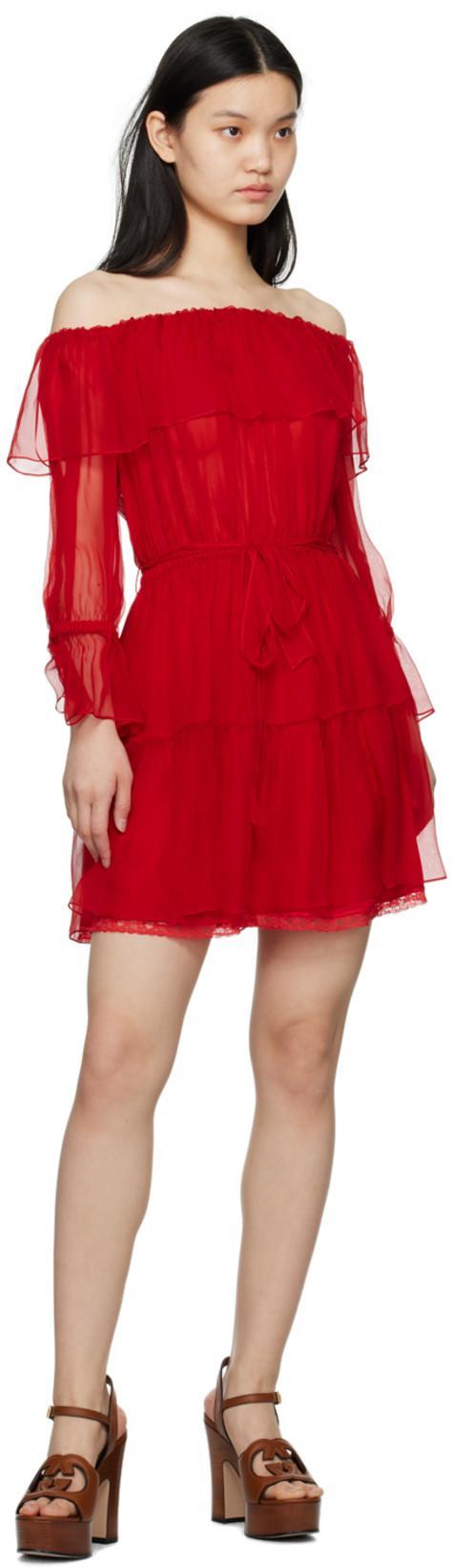 GUCCI Silk Chiffon Dress In Red