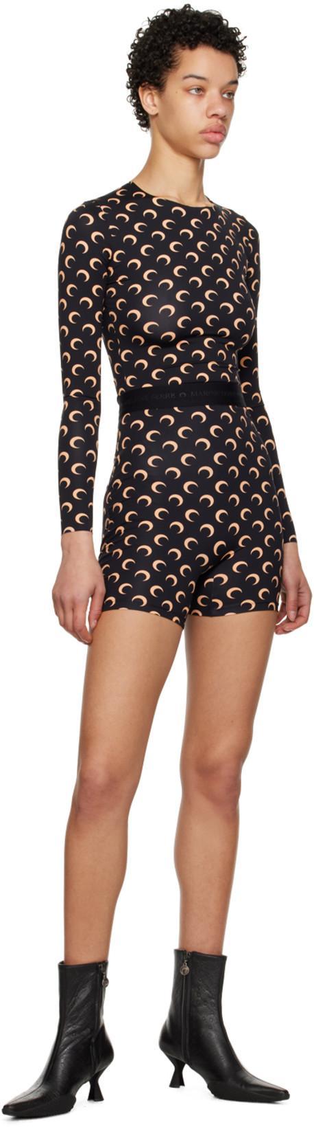 MARINE SERRE Womens Inverse Tan Moon Logo Stretch-jersey Shorts Xl In Black