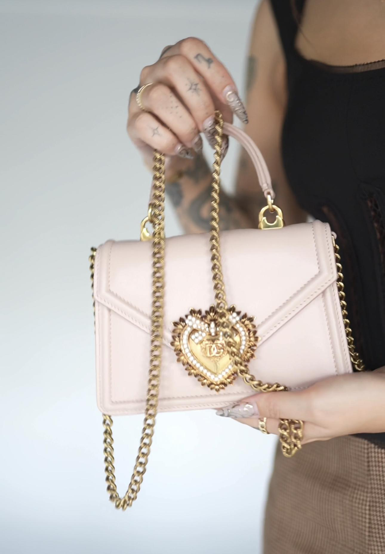 DOLCE & GABBANA Small Devotion Python-skin Shoulder Bag In Black