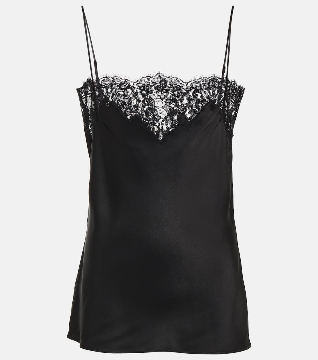 STELLA MCCARTNEY Women's Sleeveless Lace Satin Top In Black