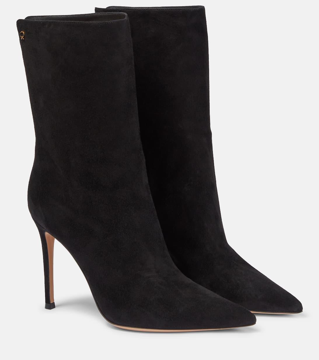 GIANVITO ROSSI 105mm Pointed-toe Suede Boots In Black