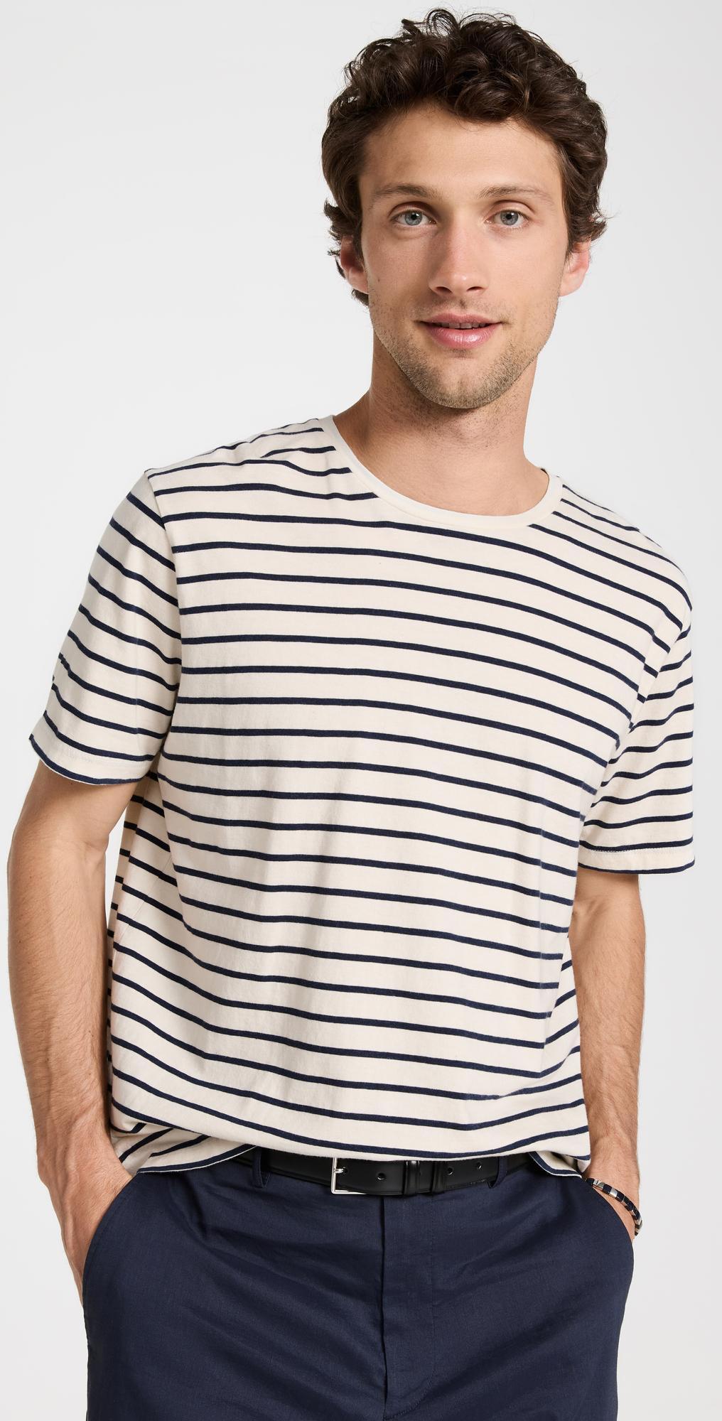 NILI LOTAN Pierre T-shirt In Navy/ivory Stripe
