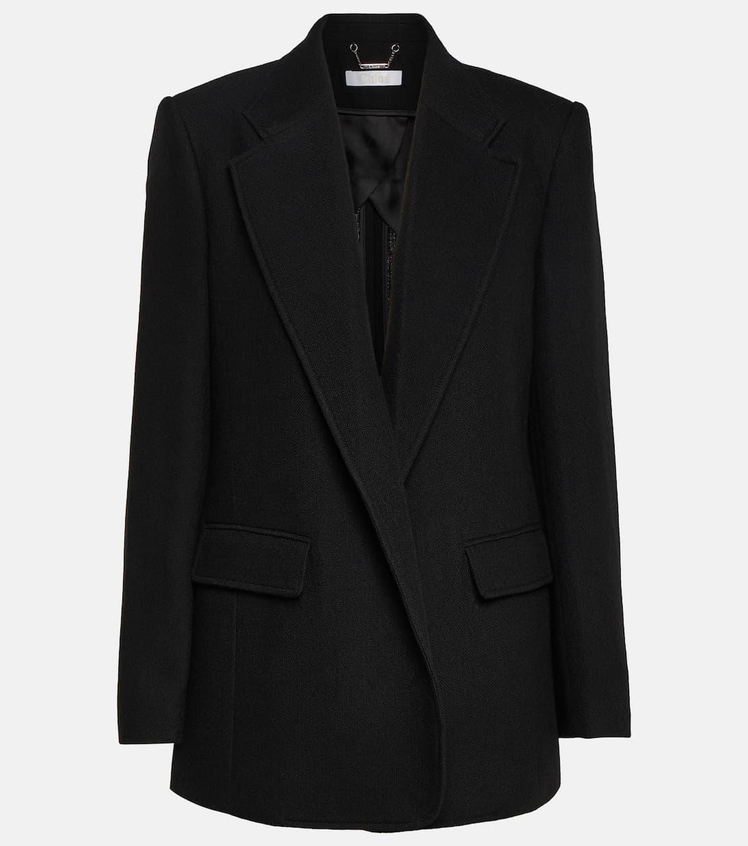 CHLOÉ Broken-heel Low-rise Stretch-wool Pants In Nightfall Green