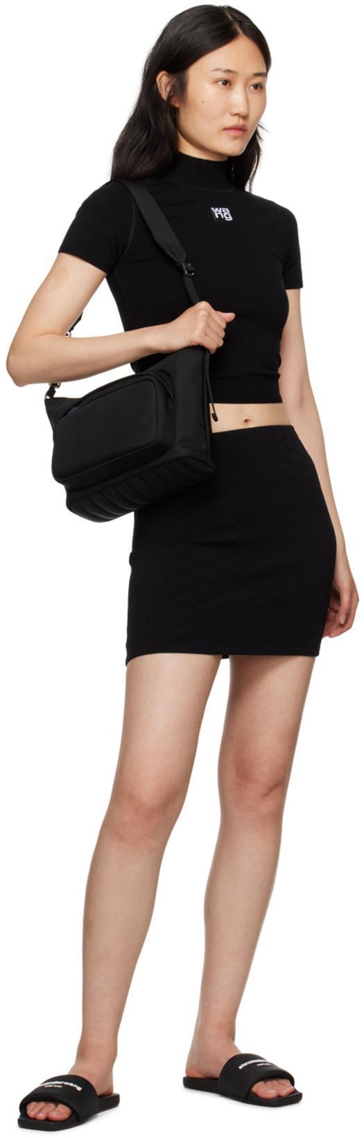 ALEXANDER WANG Padded Logo Pool Slide Sandals Shoes In Black