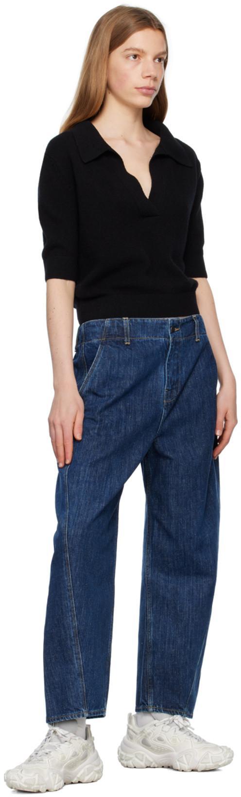 KHAITE Shrunked Jo Cashmere-blend Polo Sweater In Black