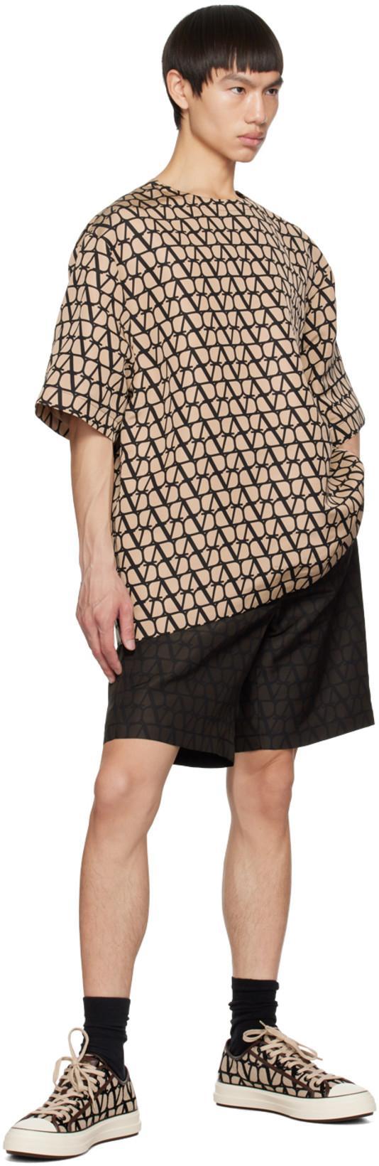 VALENTINO Garavani Black Swim Shorts In Toile Iconographe Man In Multicolor