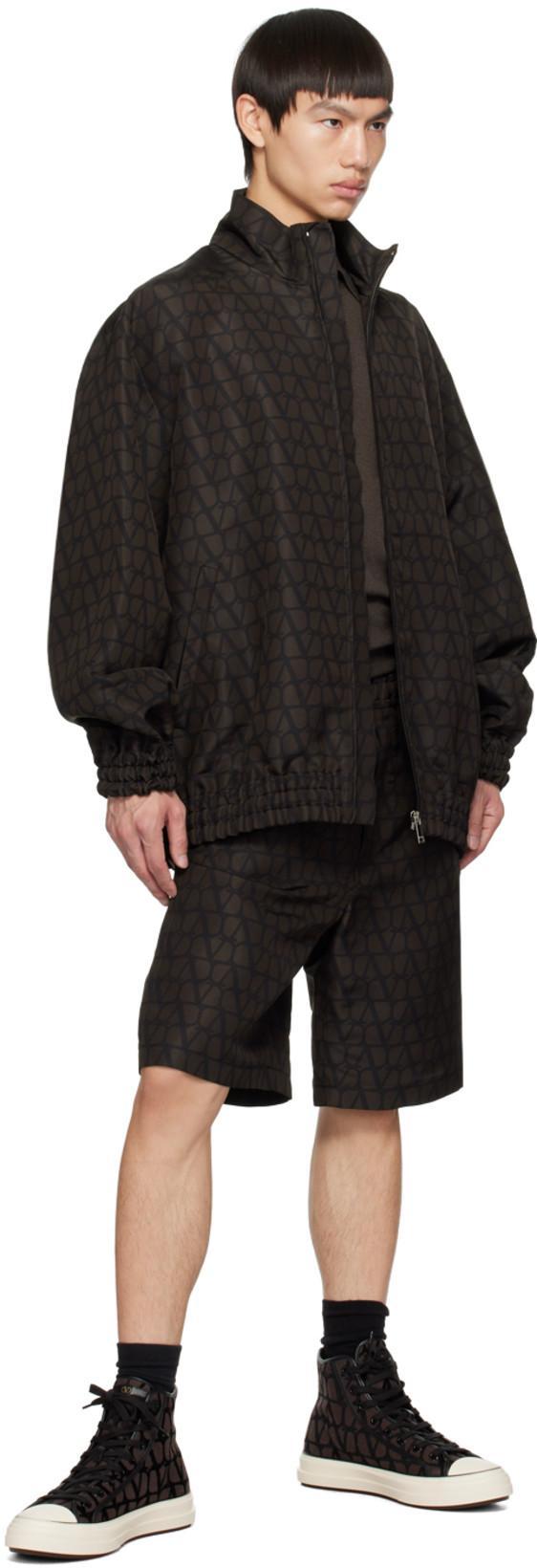 VALENTINO Garavani Black Swim Shorts In Toile Iconographe Man In Multicolor