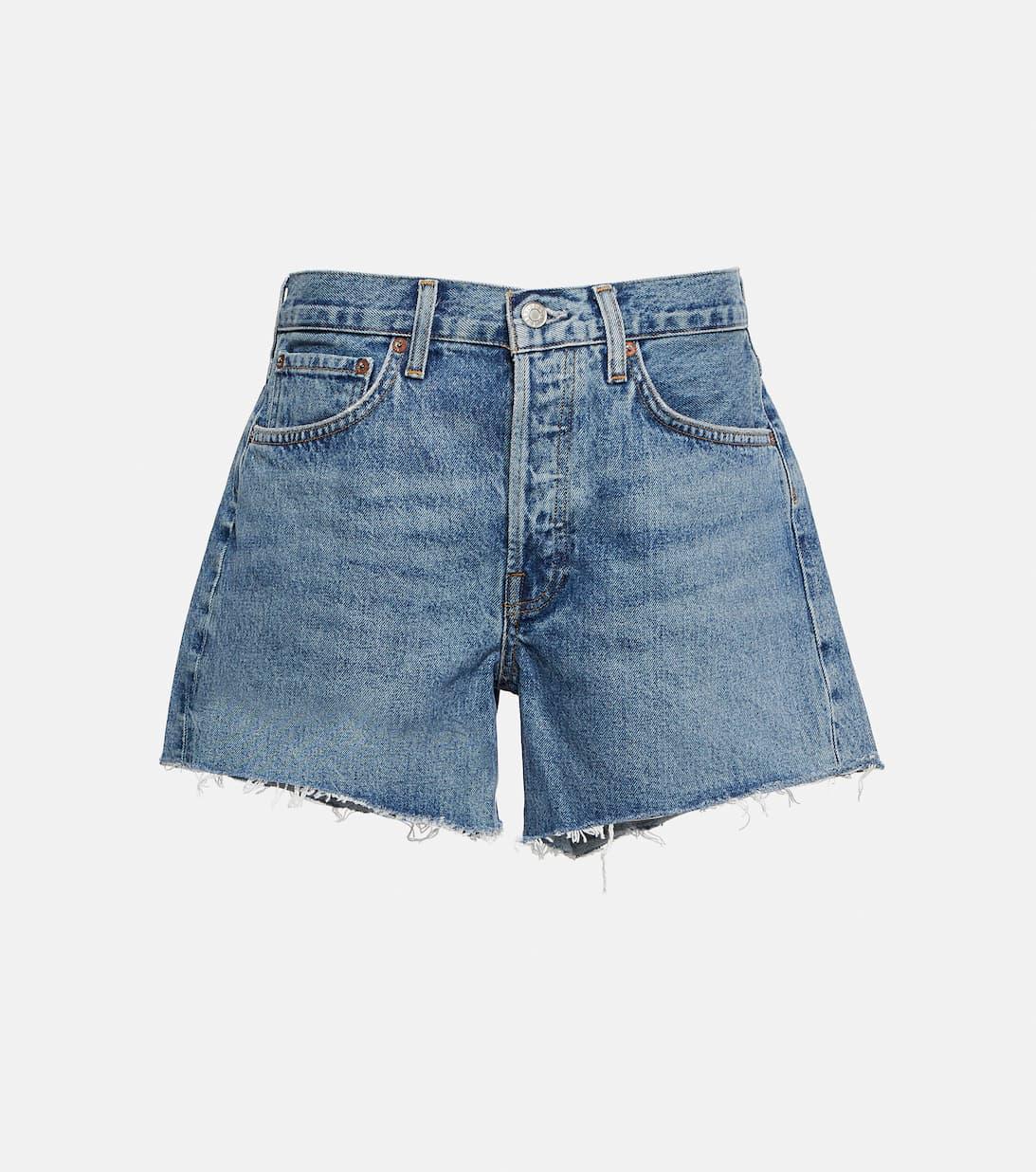 AGOLDE Blue Cotton Denim Shorts In Ruin