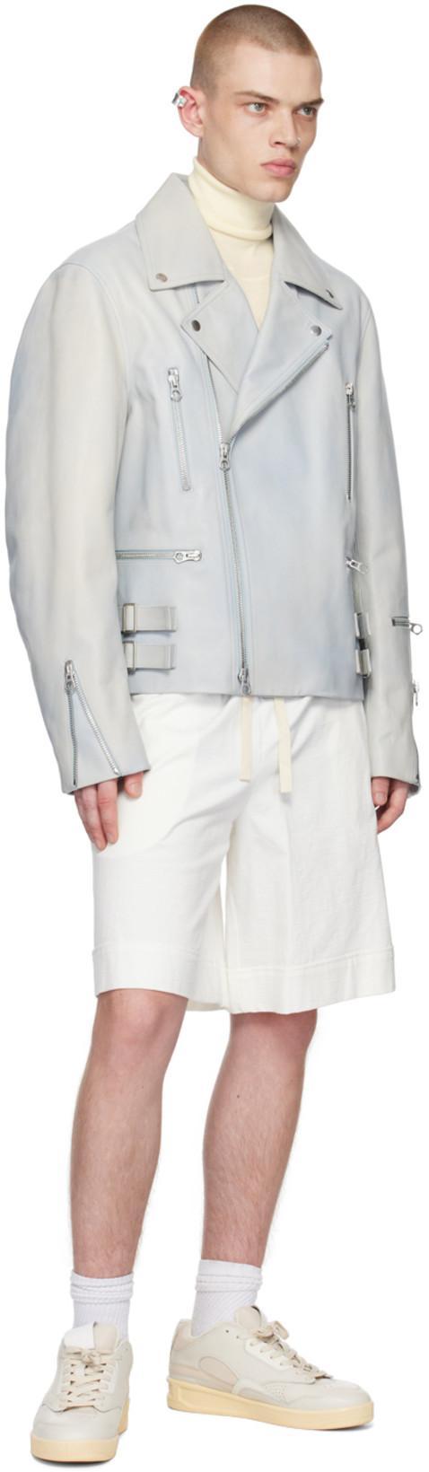 JIL SANDER White Leather And Fabric Sneakers In Neutral