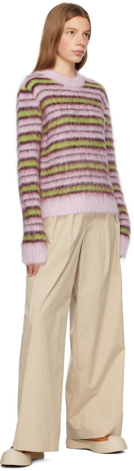 MARNI Striped Knitwear With Long Sleeves And Ribbed Cuffs In Pink
