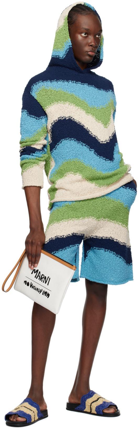 MARNI Crochet-knit Long-sleeve Hoodie In Multicolor