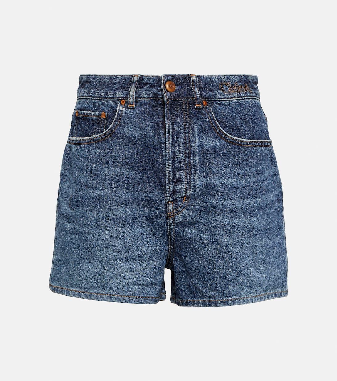 CHLOÉ Mid Wash Kadovar Denim Shorts In Mittelblauer Denim
