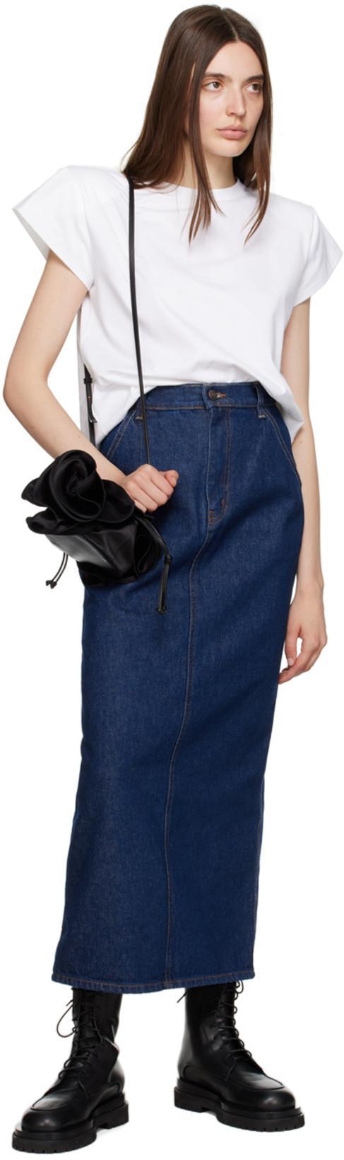MAGDA BUTRYM High-waisted Denim Skirt With Pockets And Slit In Blue