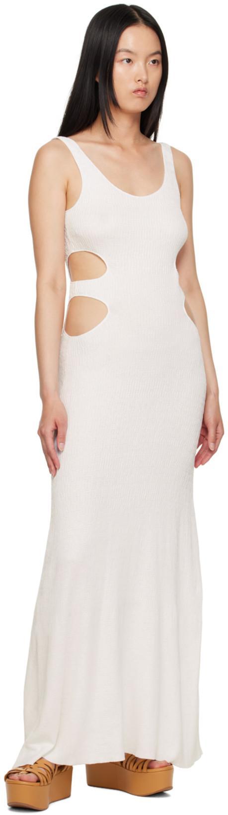 CHLOÉ Cutout Crinkled Silk-blend Maxi Dress In White