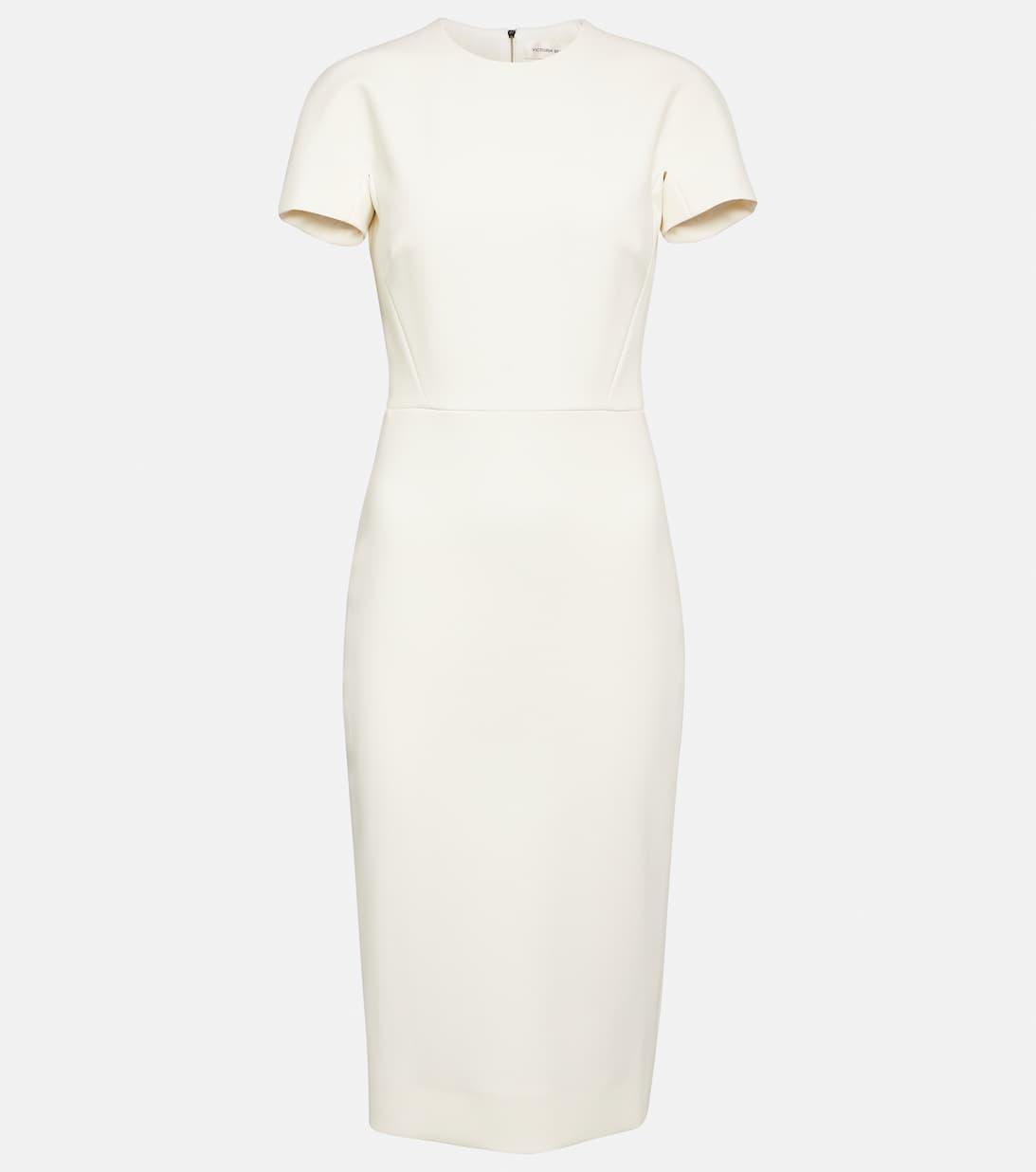 VICTORIA BECKHAM Fitted Double Crepe T-shirt Dress In Green