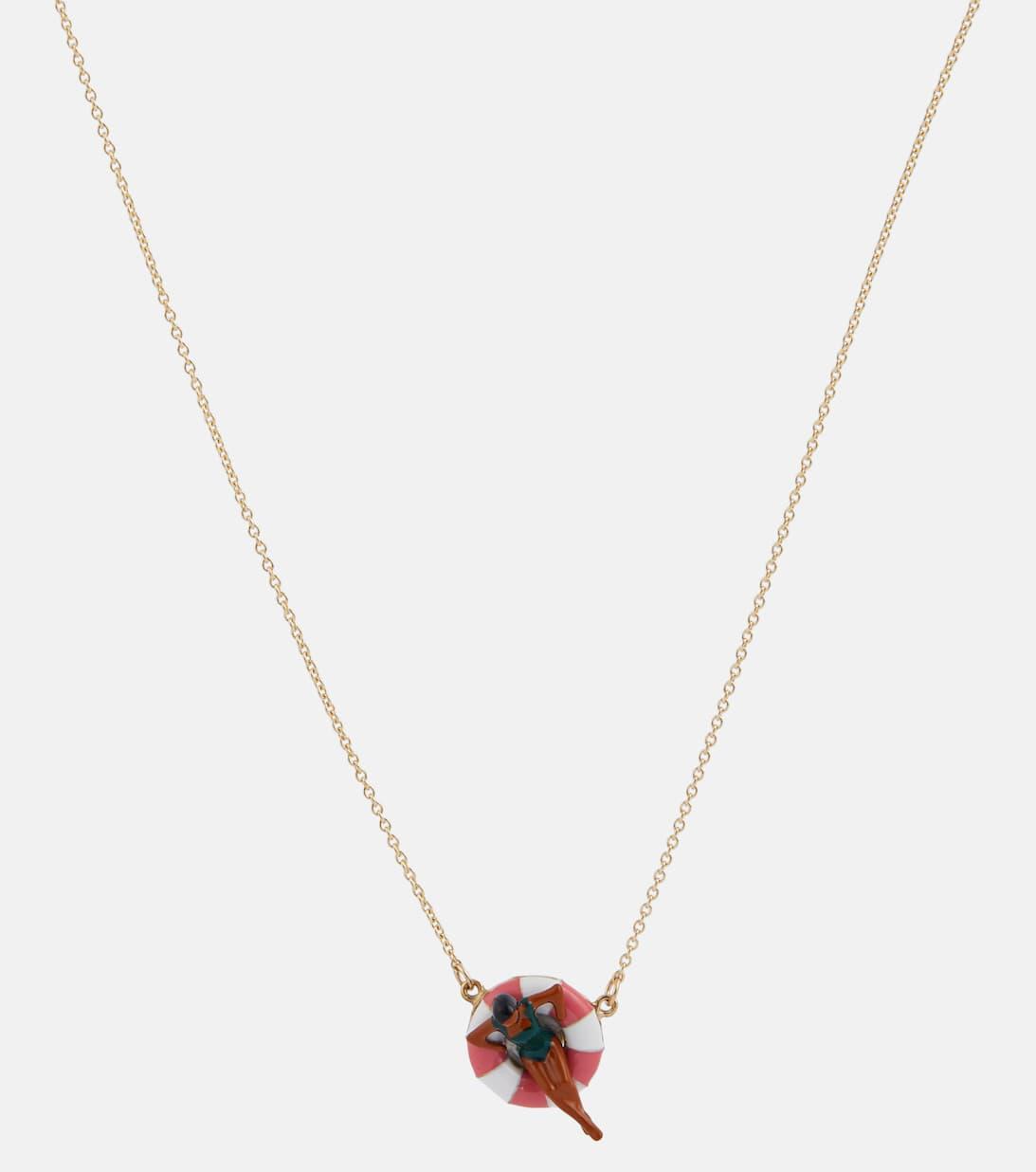 ALIITA L'amanita 9kt Gold And Coral Necklace In Yellow Gold