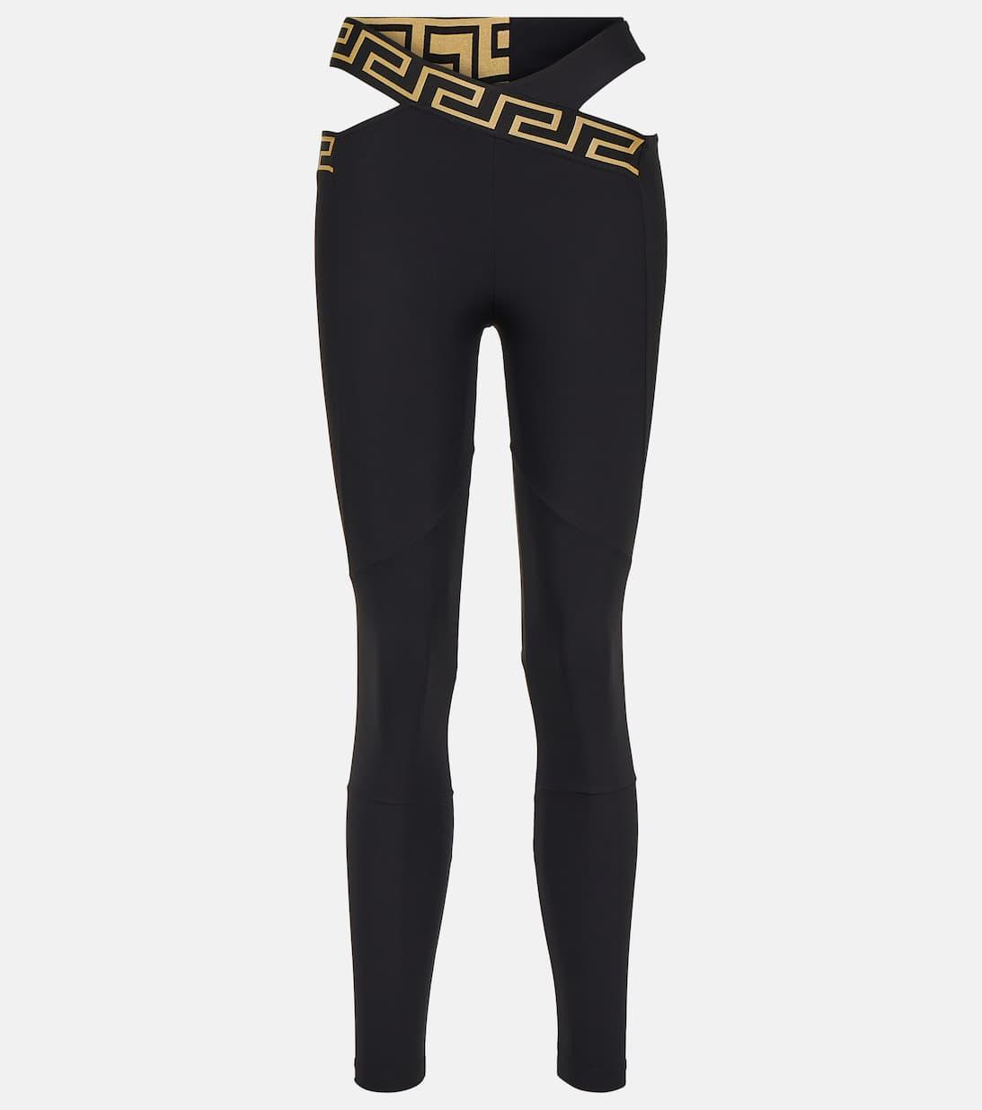 VERSACE Black Sports Bra With Greca And Medusa Detail In Stretch Cotton