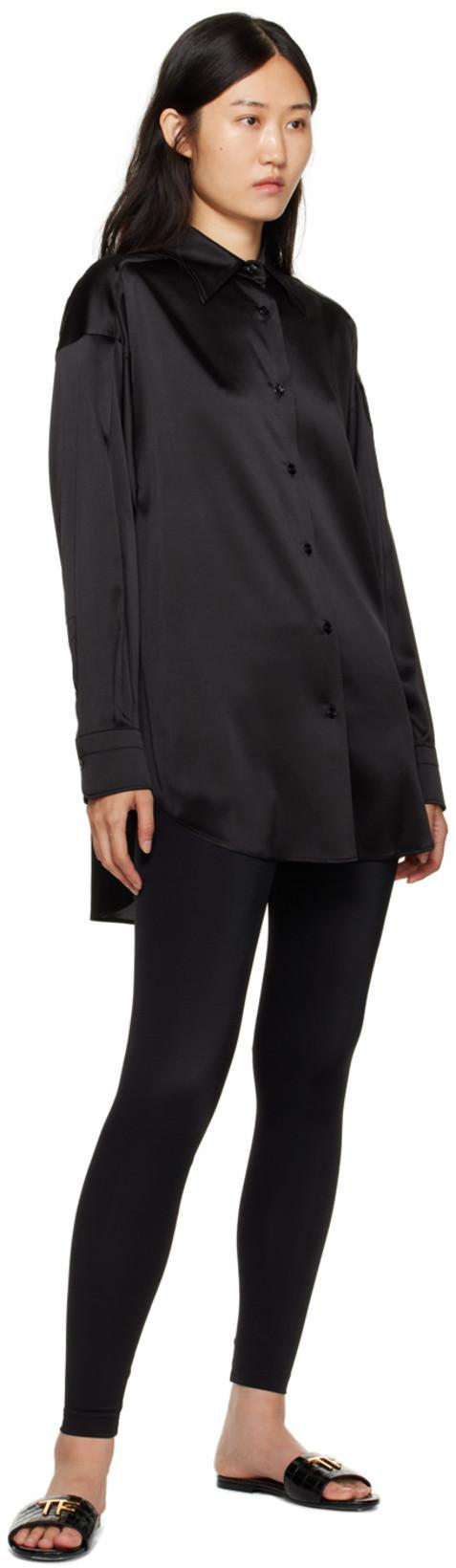 TOM FORD Stretch Silk Satin Relaxed Fit Shirt Clothing In Black