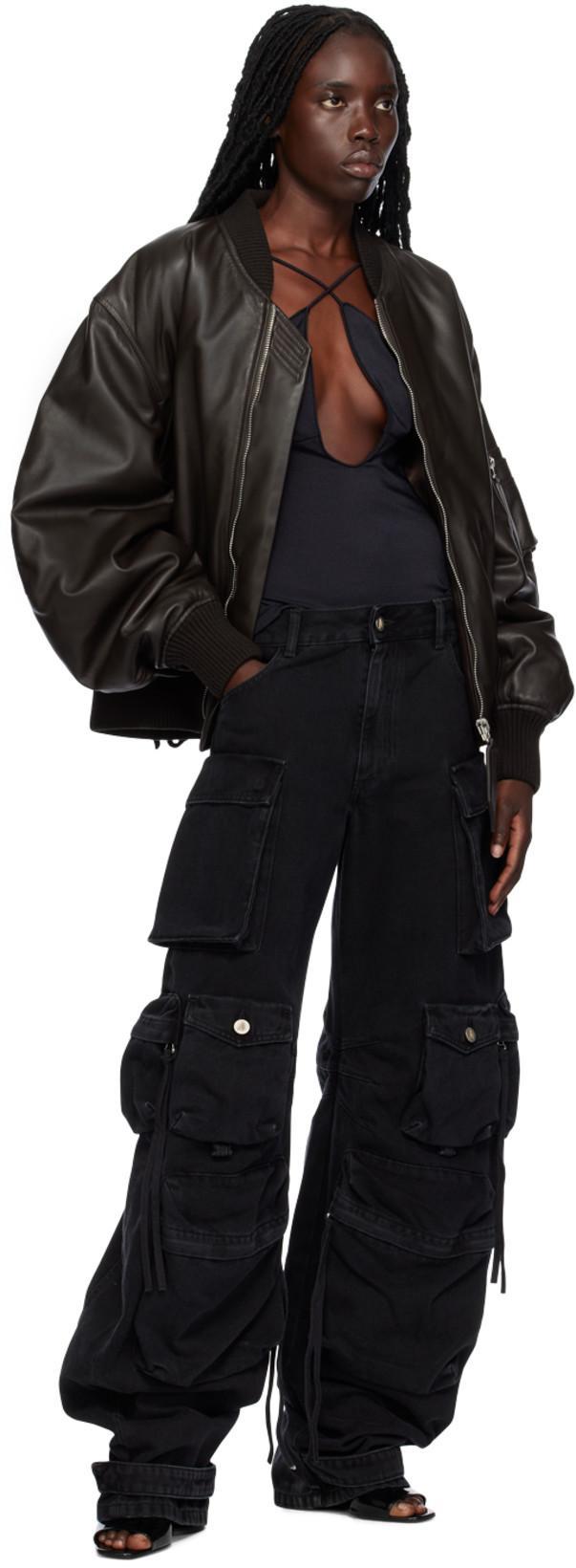 ATTICO Fern Crystal Cargo Denim Pants In Black