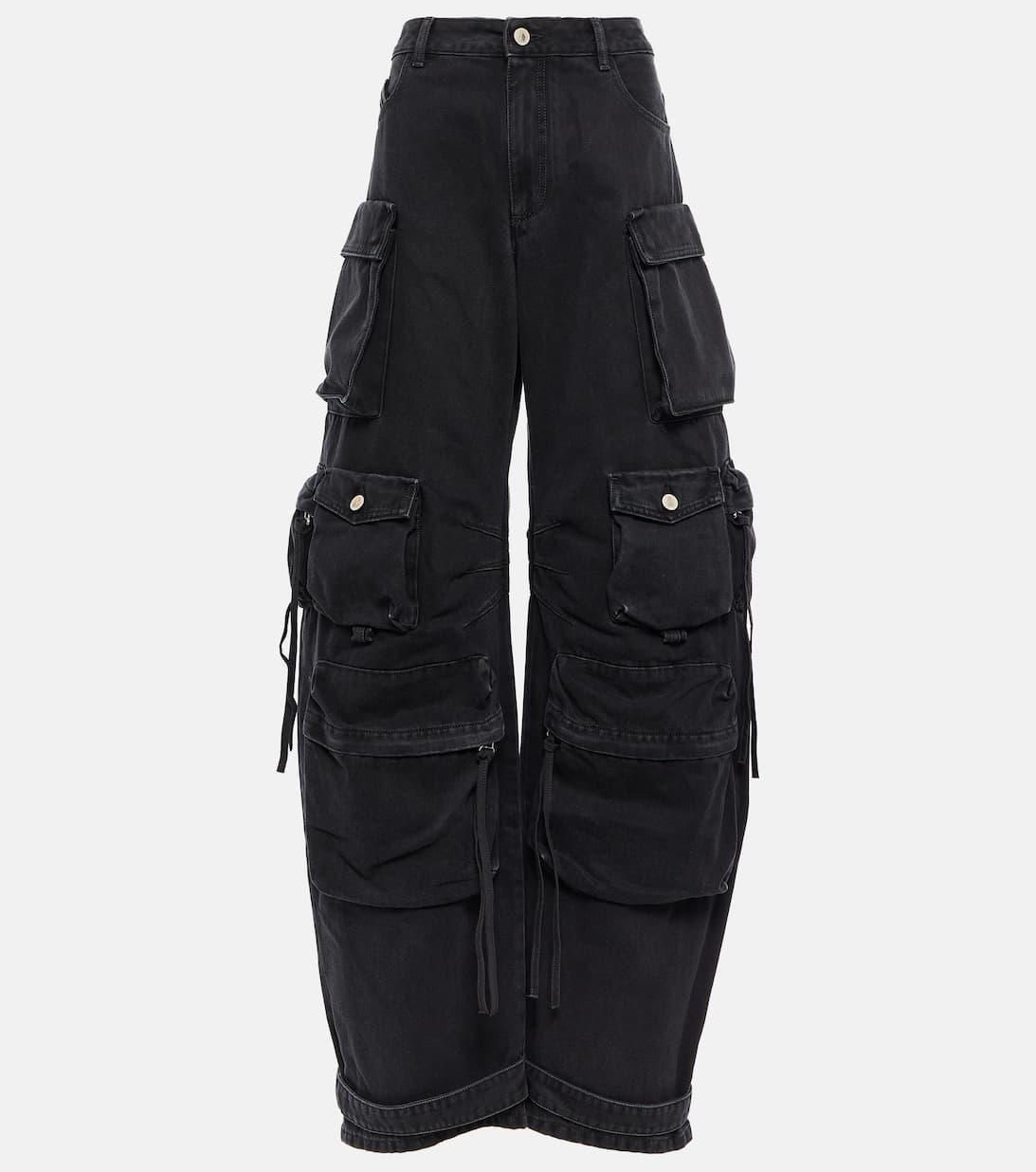 ATTICO Fern Crystal Cargo Denim Pants In Black