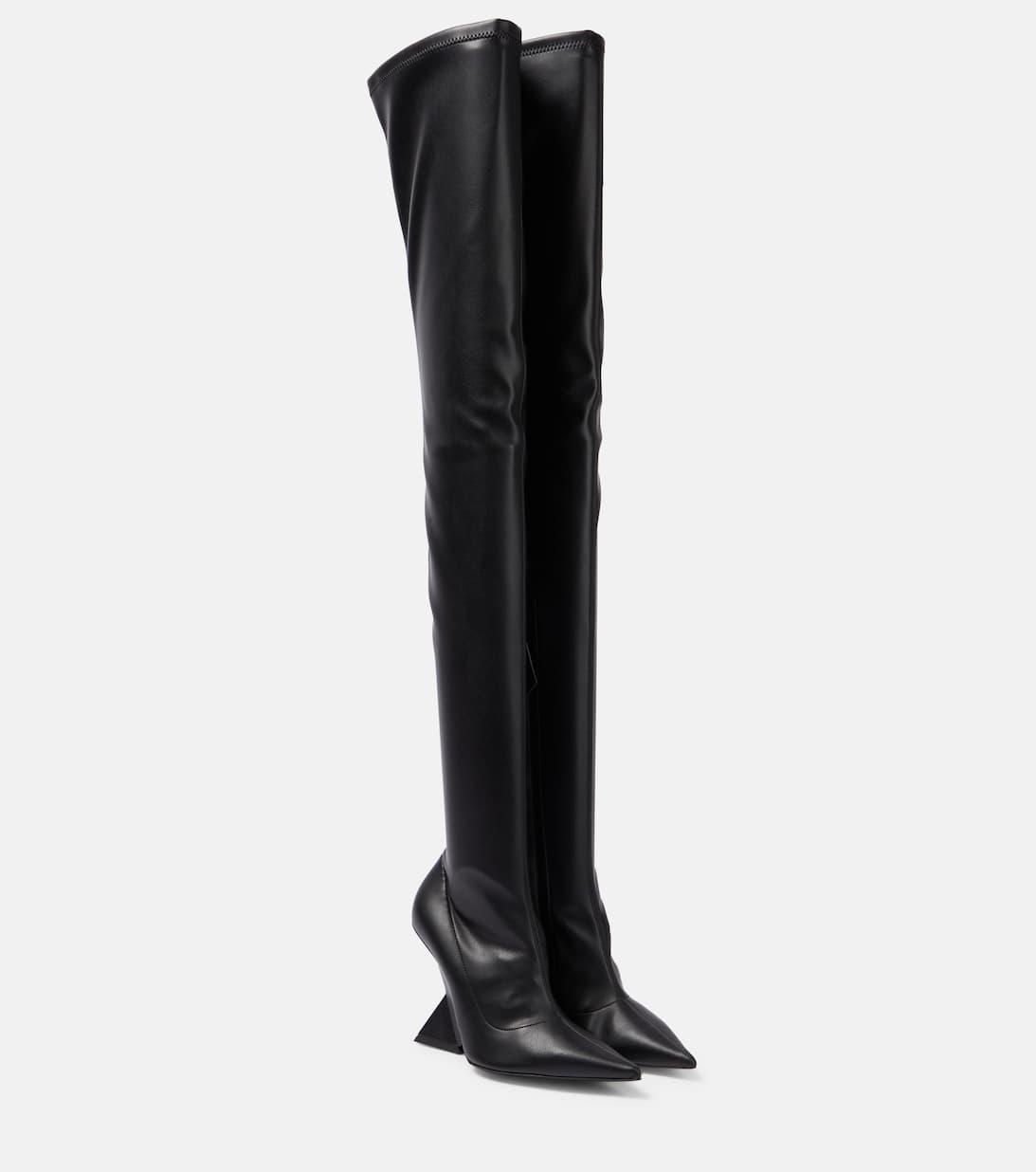 ATTICO 105mm Cheope Faux Leather Thigh Boots In Nero