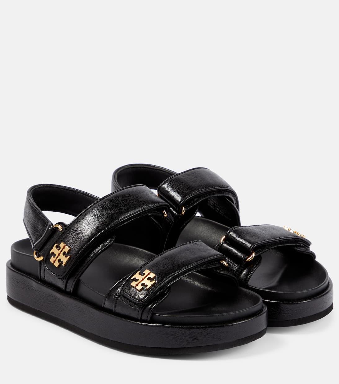 TORY BURCH Kira Leather Slingback Sandals In Black