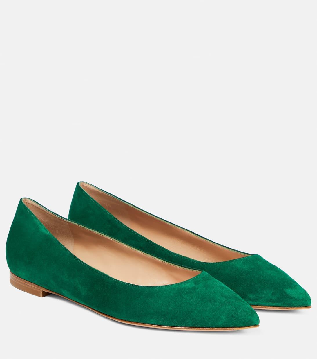 GIANVITO ROSSI Gianvito Suede Ballet Flats In Green
