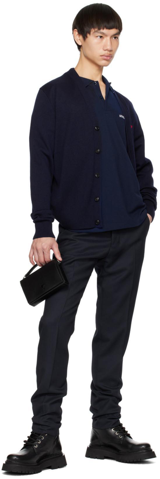 AMI ALEXANDRE MATTIUSSI Ami Paris Logo Embroidered V-neck Cardigan In Animal Print