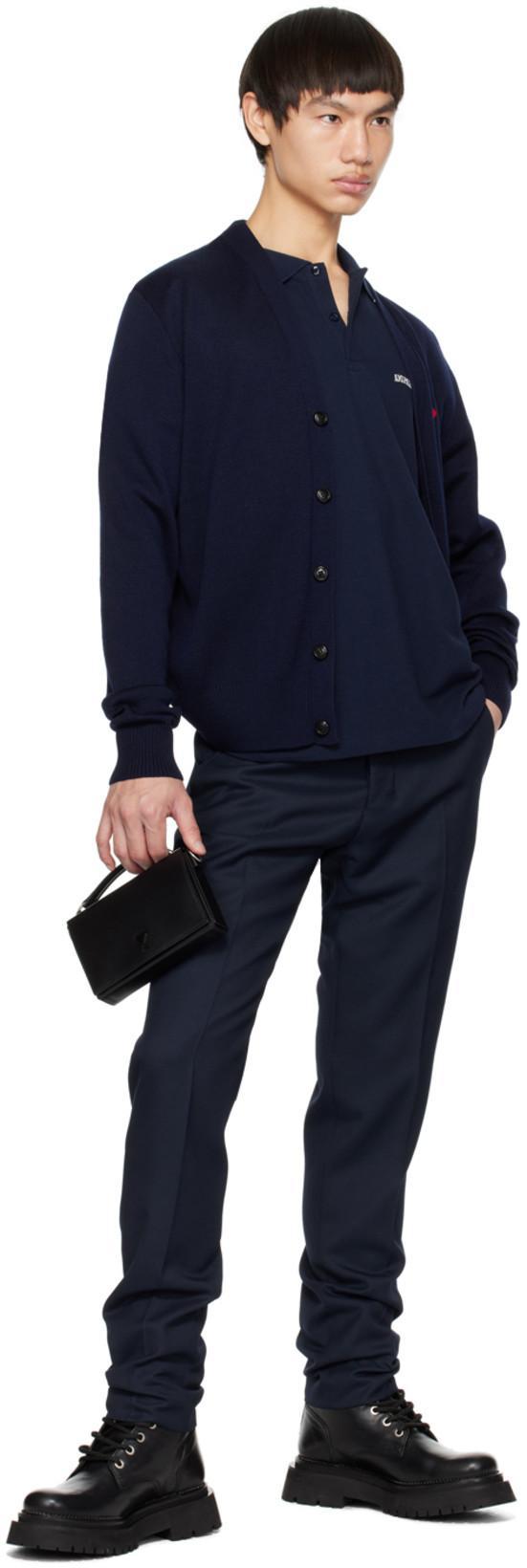 AMI ALEXANDRE MATTIUSSI Ami Paris Logo Embroidered V-neck Cardigan In Animal Print