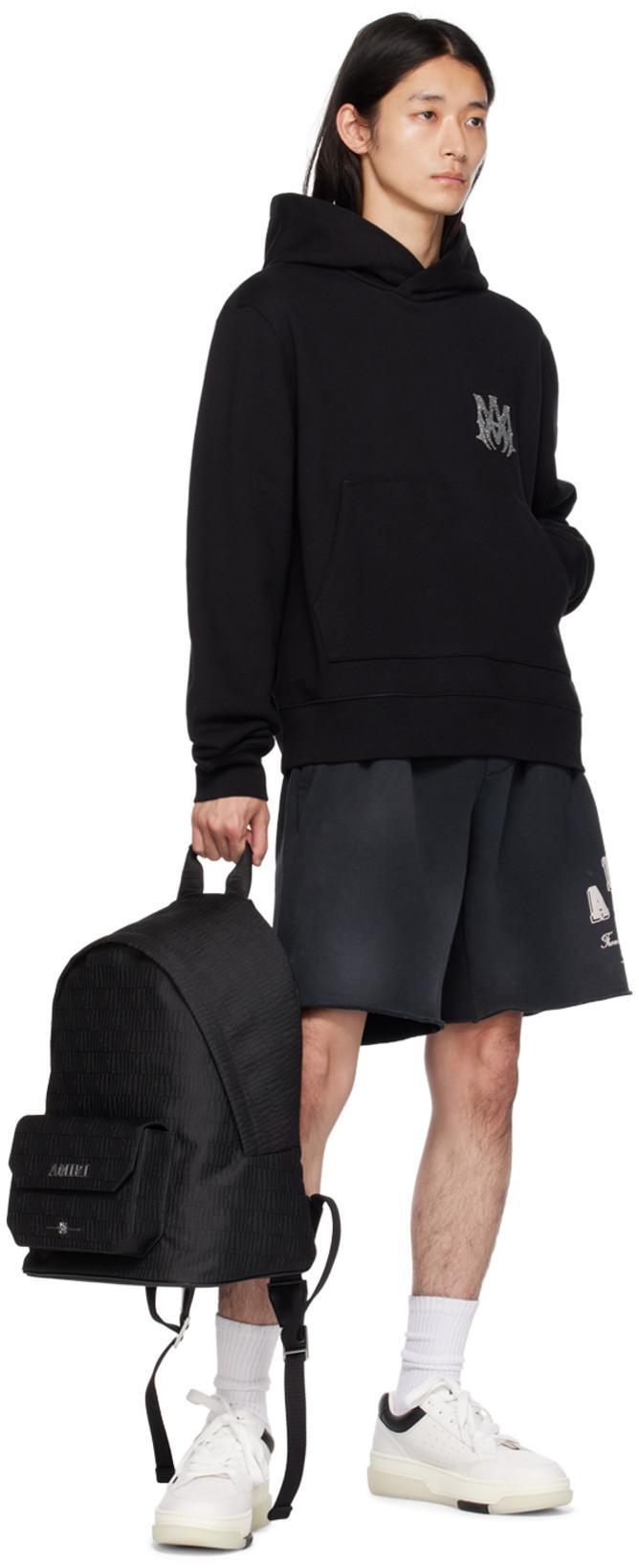 AMIRI Hooded Cotton Sweatshirt Kangaroo Pocket In Black