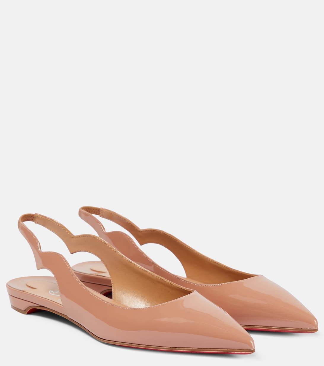 CHRISTIAN LOUBOUTIN Patent Leather Ballet Flats In Beige
