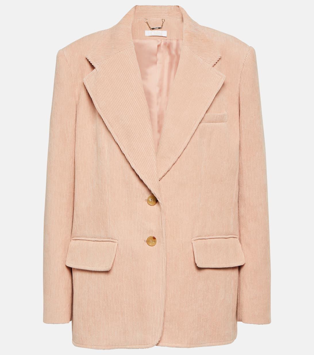 CHLOÉ Double-breasted Corduroy Blazer Jacket In Pink