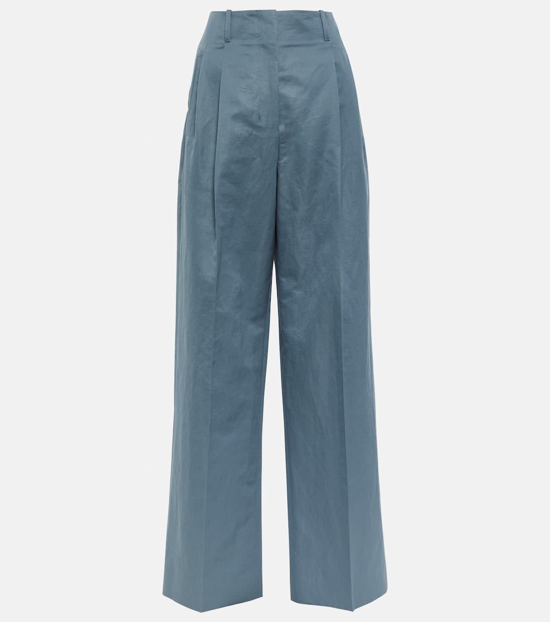 THE ROW Gaugin Cotton And Ramie-blend Wide-leg Pants In Anchor