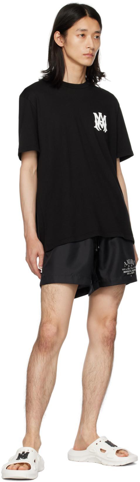 AMIRI Black Crewneck T-shirt With Logo Print On The Front And Logo Lettering On The Rear In Cotton Man