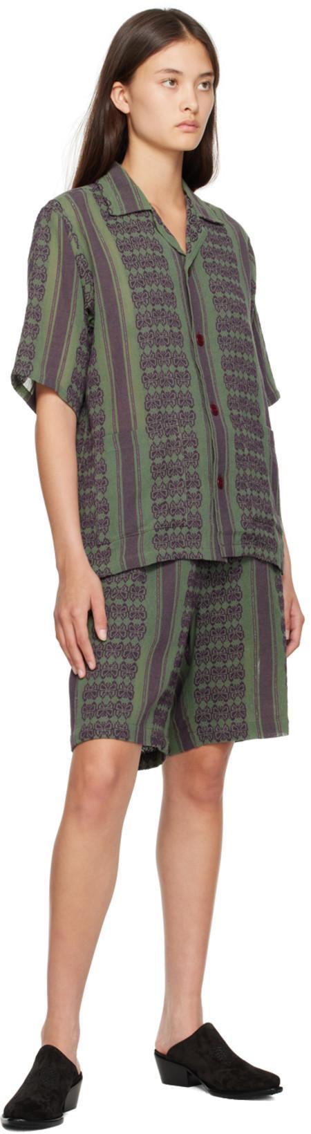NEEDLES Green & Purple Papillion Stripe Shorts In C-green
