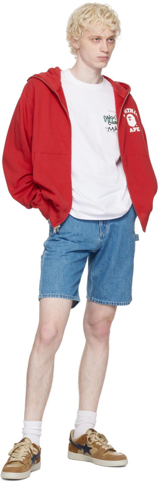 BAPE Blue Hammer Loop Shorts In Light Indigo