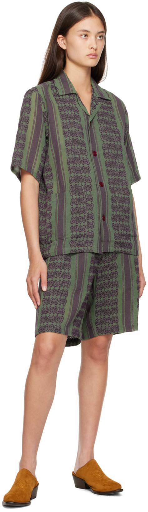 NEEDLES Green & Purple Papillion Stripe Shorts In C-green