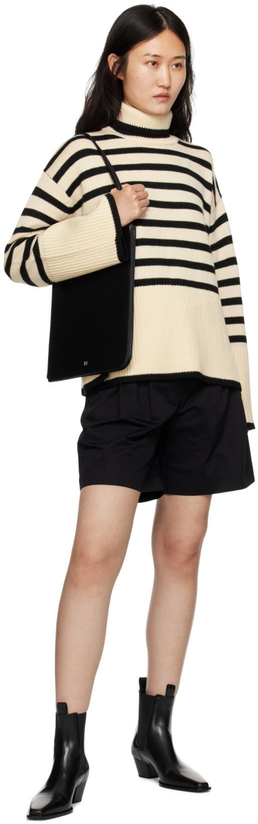 TOTÊME Toteme Striped Wool Cotton Turtleneck In Neutral