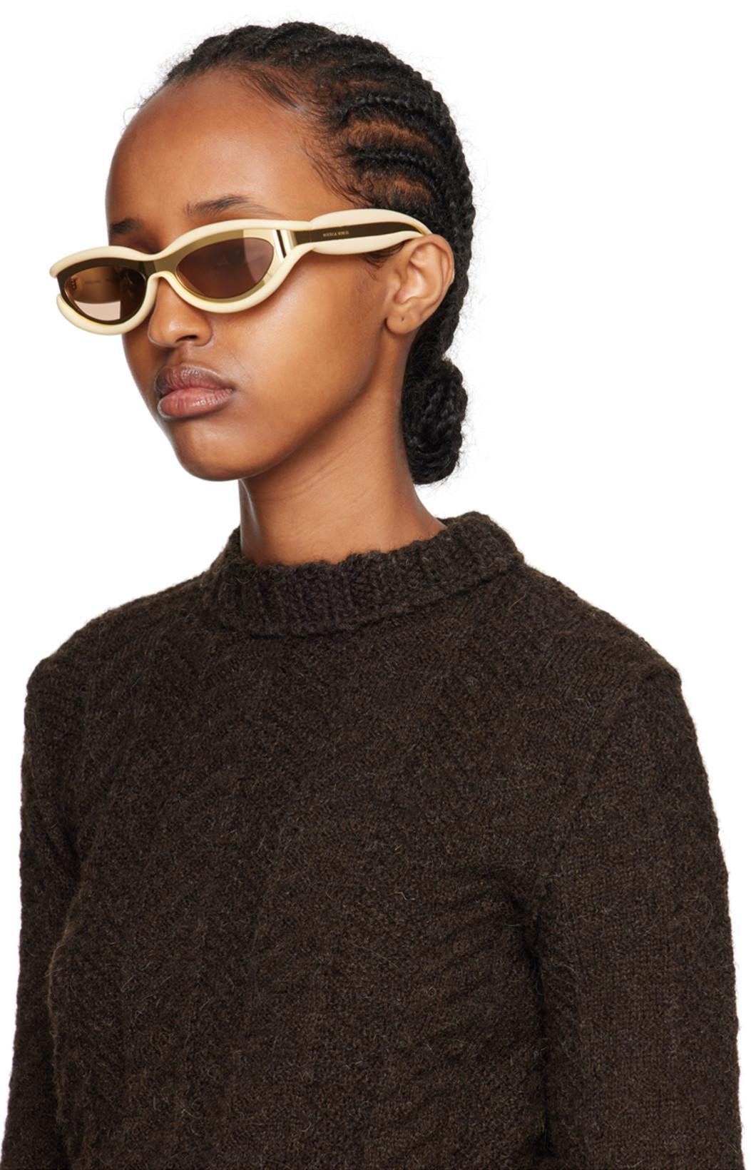 BOTTEGA VENETA Hem Oval Sunglasses In 005 Gold/gold/brown