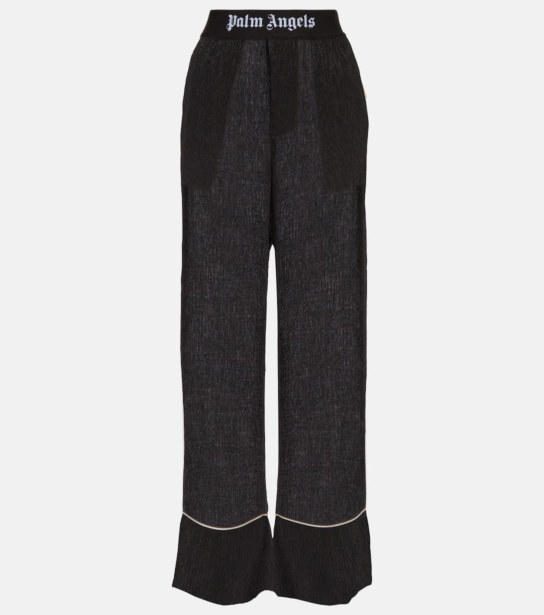 PALM ANGELS Palm Embellished Suede Sandals In Black Glittered