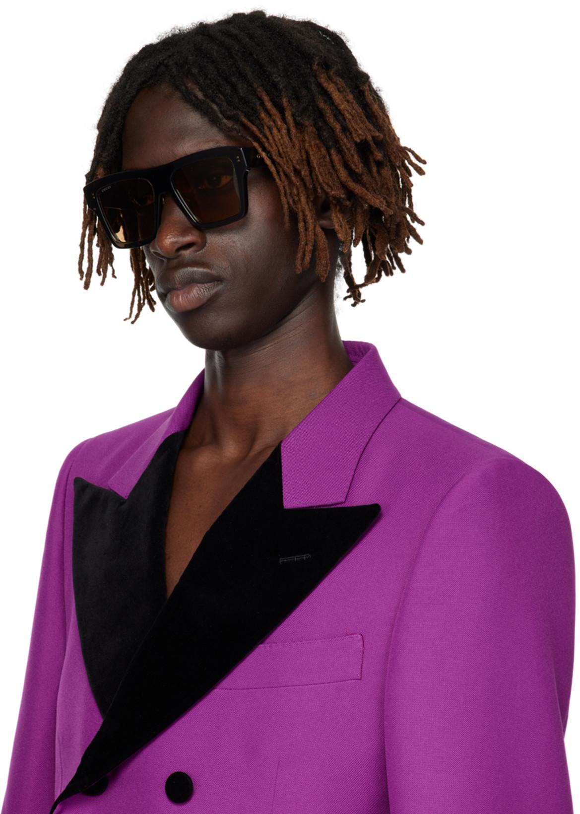 GUCCI Double-breasted Blazer In Textured Polyester Gauze In Purple