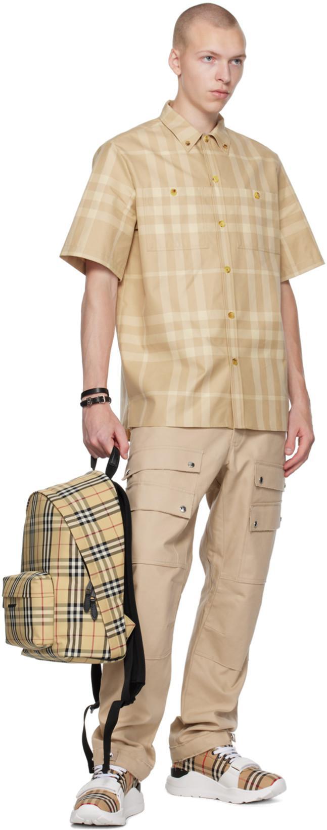 BURBERRY Check Fabric Sneakers In White