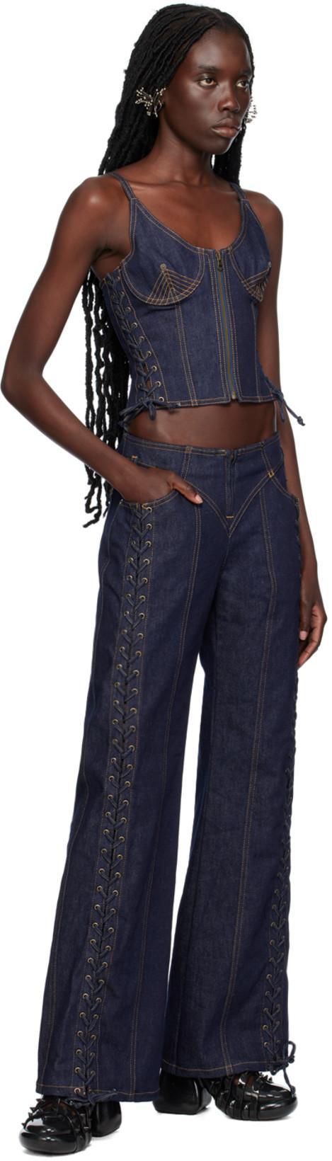 JEAN PAUL GAULTIER Blue The Jean Corset Denim Top