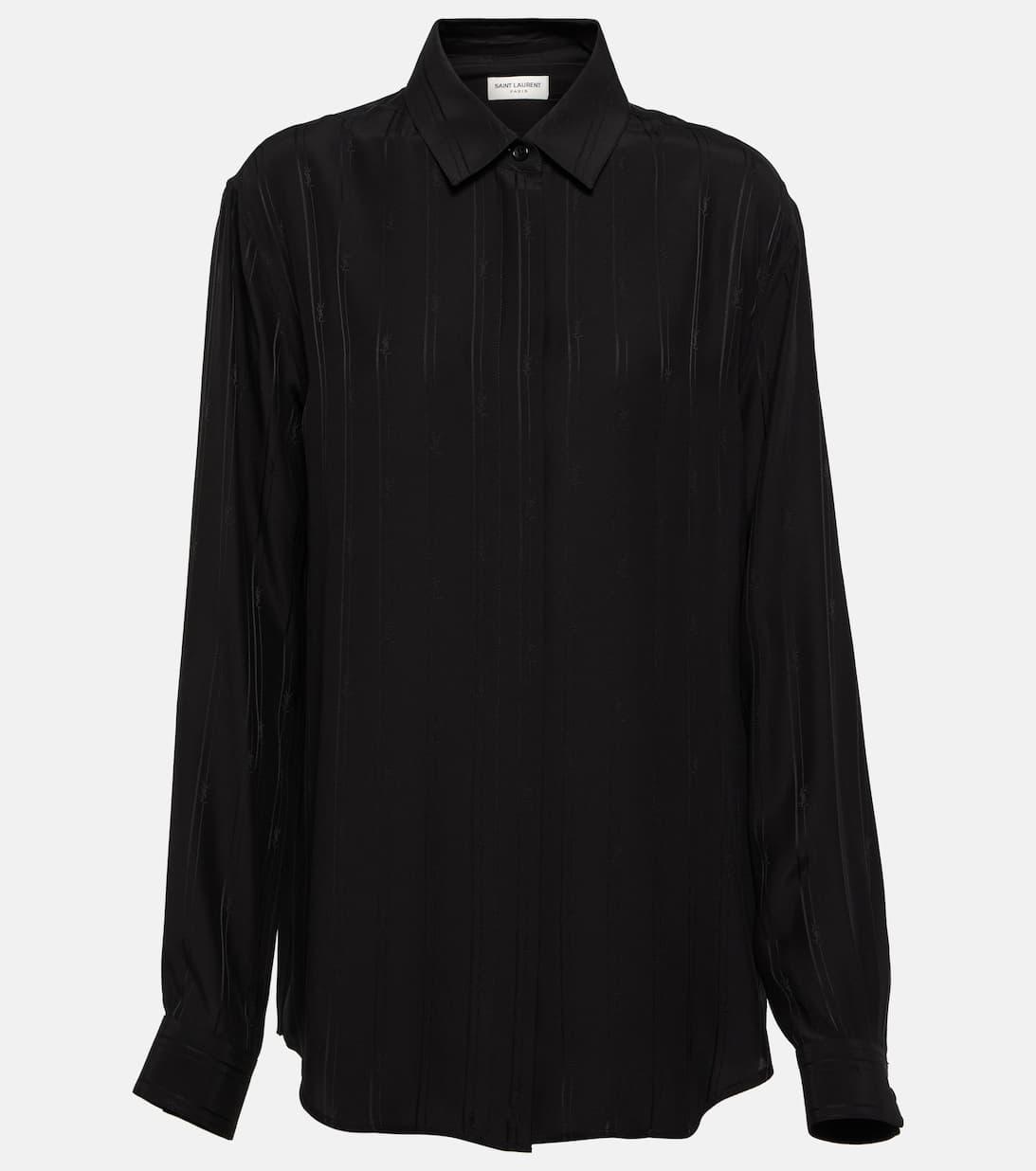 SAINT LAURENT Striped Silk Shirt In Black