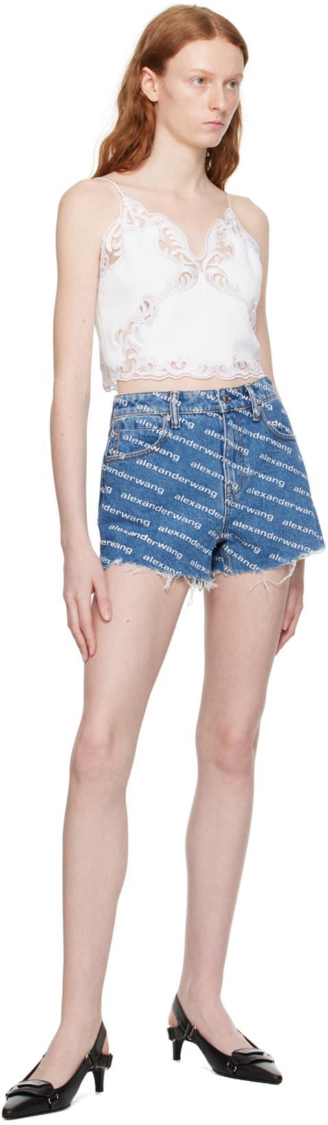 ALEXANDER WANG Bite Logo Cotton Denim Shorts In Multicolor