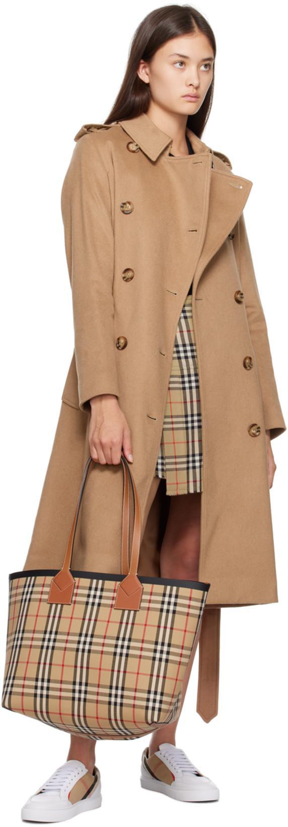 BURBERRY Leather Sneaker With House Check Motif In White