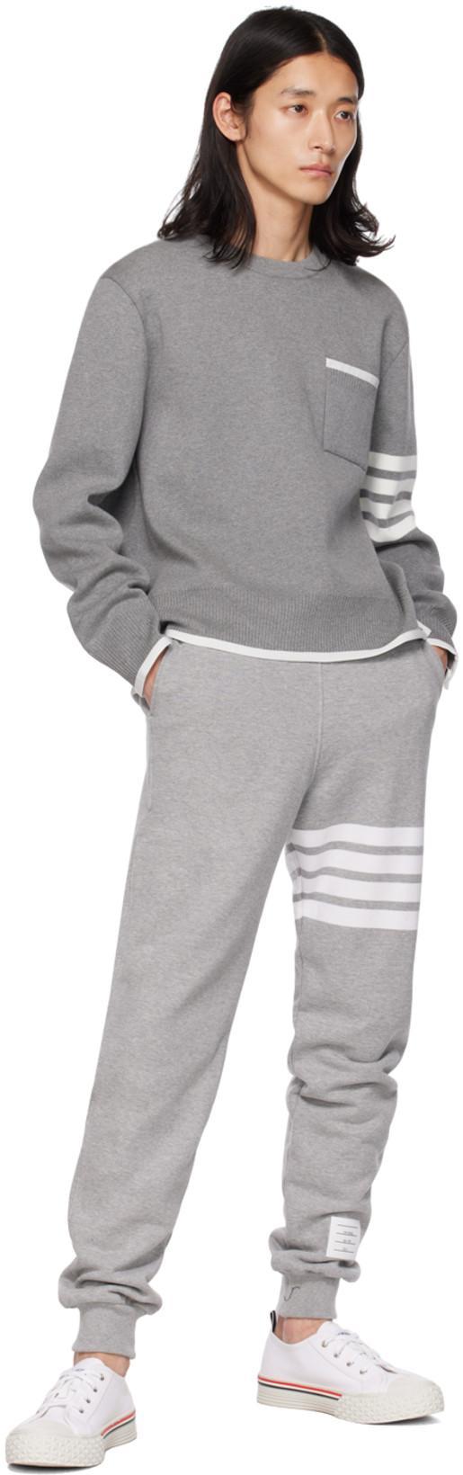 THOM BROWNE Jogger Trousers 4 Bar In Grey