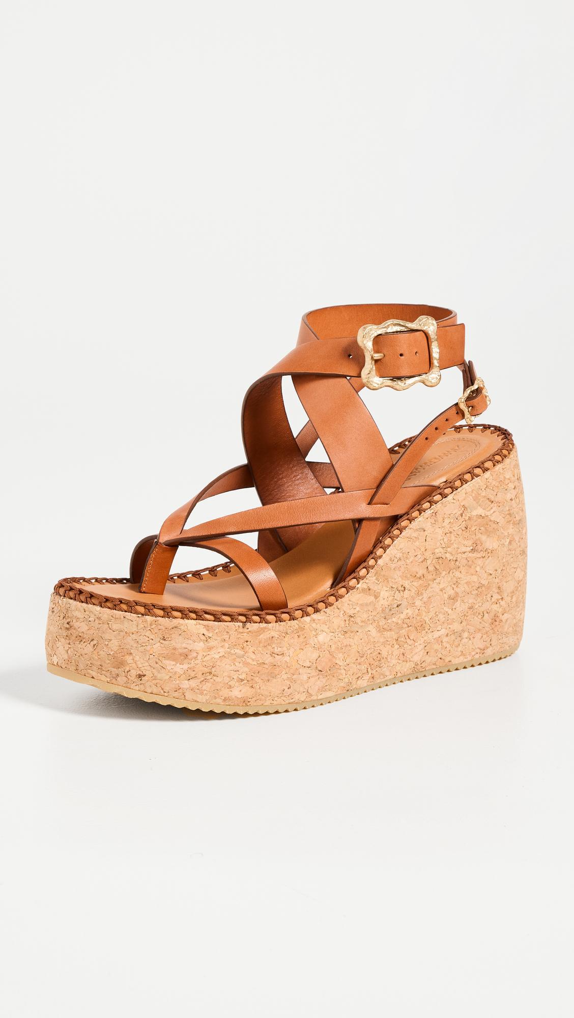 ZIMMERMANN Mult-strap Sandal Wedge In Brandy
